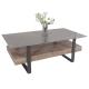 Couchtisch HWC-L88, Wohnzimmertisch Tisch, Ablage Eisen 43x120x60cm Sinterstein Marmor-Optik grau Holz grau-braun