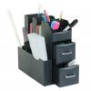 Schreibtisch Organizer HWC-L97, Broablage Stiftehalter Aufbewahrungsbox mit 2 Schubladen und 7 Fchern, 29x14x33cm