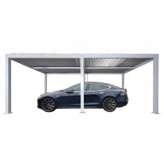 Carport HWC-L46, Autoberdachung Garage Unterstand, 11cm-Aluminium-Gestell, Regenrinne sturmfest, 3x6m ~ wei