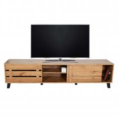 TV-Rack HWC-M46, TV-Board Fernsehtisch Lowboard TV-Schrank Kommode, 4 Staufcher 43x180x41cm, naturfarben