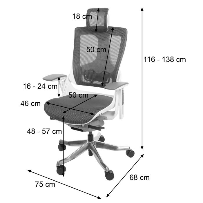 Brostuhl MERRYFAIR Wau 2, Schreibtischstuhl Drehstuhl, Polster/Netz, ergonomisch ~ wei-grau