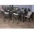 Gartengarnitur HWC-N41, Sitzgruppe Tisch+6xStuhl, wetterfest Alu 180x80cm, Seilgeflecht Rope ~ anthrazit Kissen hellgrau