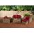 2-1-1 Gartengarnitur CP050 Sitzgruppe Lounge-Garnitur Poly-Rattan ~ Kissen rubinrot, natur