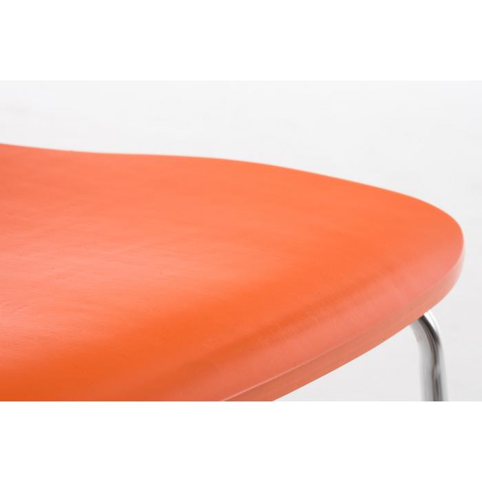 4er-Set Besucherstuhl CP613, Konferenzstuhl, Stapelstuhl, Holz ~ orange