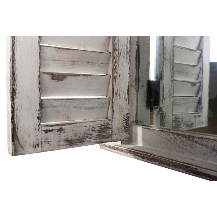 Wandspiegel Spiegelfenster mit Fensterlden 53x42x5cm ~ wei shabby