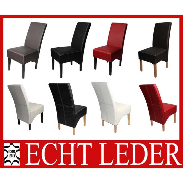 2er-Set Esszimmerstuhl Kchenstuhl Stuhl Latina, LEDER ~ schwarz, helle Beine