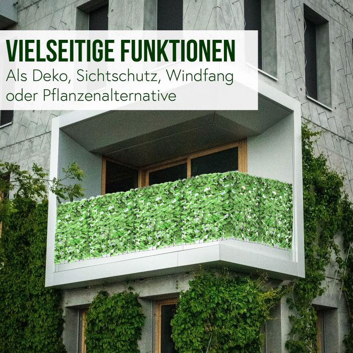 Balkonsichtschutz N77, Sichtschutz Windschutz Verkleidung fr Balkon Terrasse Zaun ~ 300x100cm Blatt hell