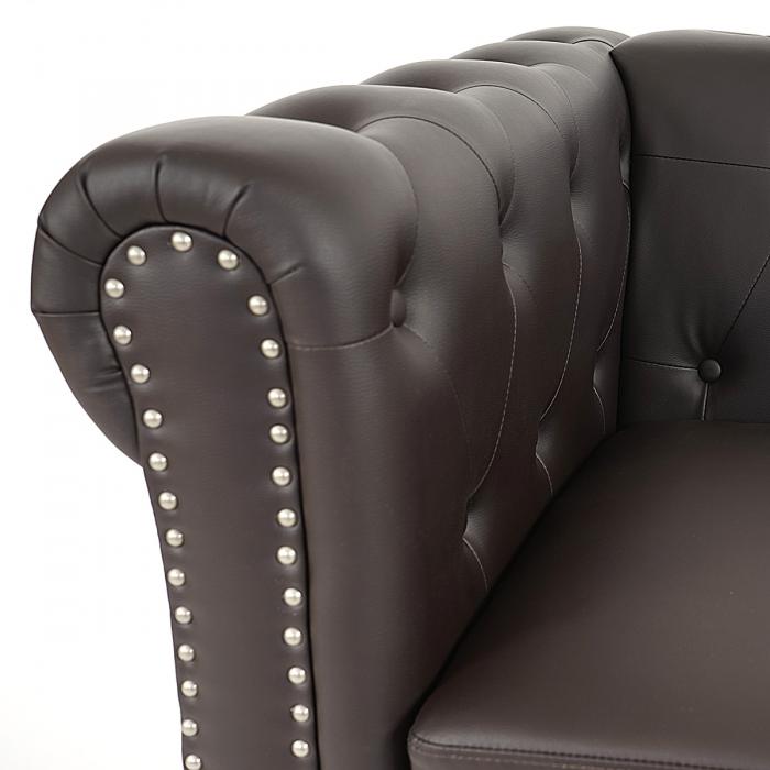 Luxus Sessel Loungesessel Relaxsessel Chesterfield Kunstleder ~ runde Fe, braun