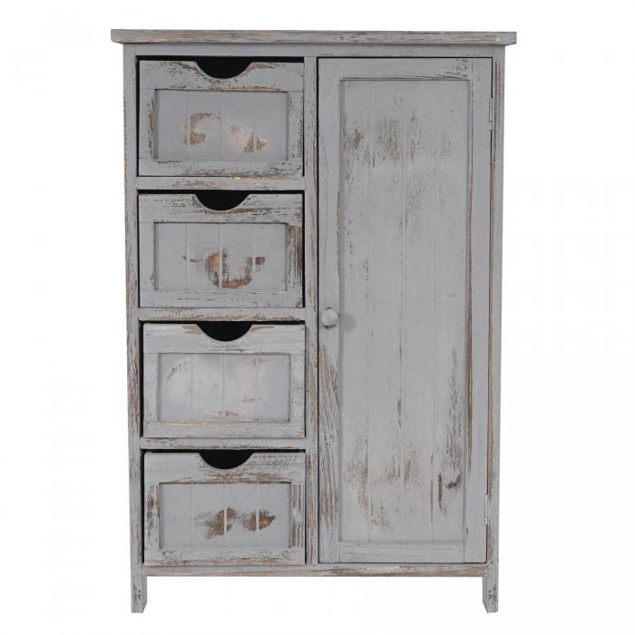 Kommode HWC-D12, Schrank Schubladenkommode, Shabby-Look Vintage 82x55x30cm ~ grau