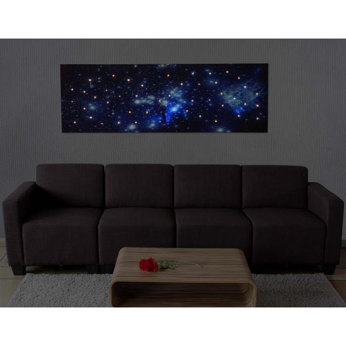 LED-Bild, Leinwandbild Leuchtbild Wandbild, Timer MVG-zertifiziert ~ 120x40cm Sternenhimmel