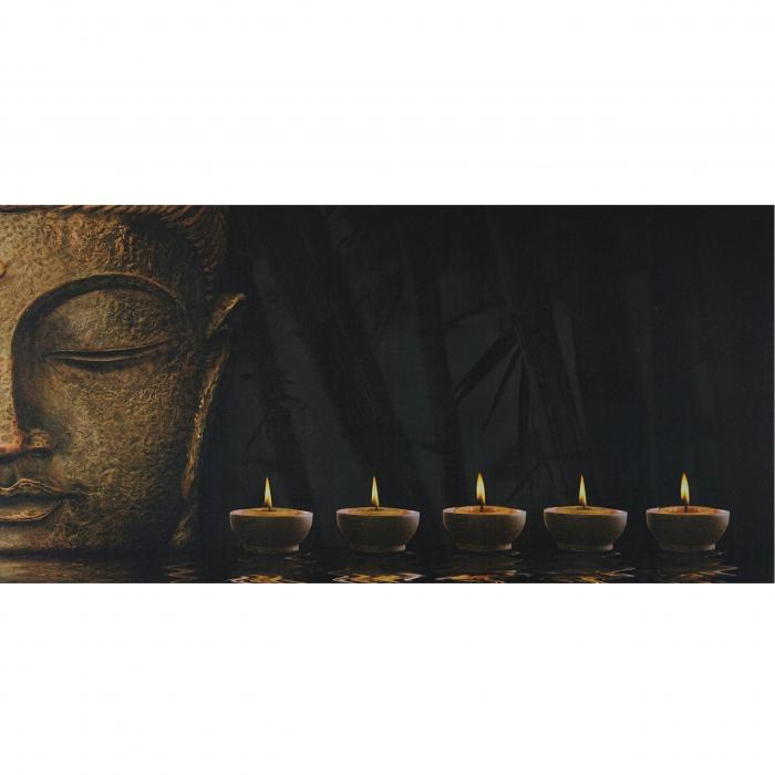 LED-Bild, Leinwandbild Leuchtbild Wandbild, Timer MVG-zertifiziert ~ 110x55cm Buddha, flackernd