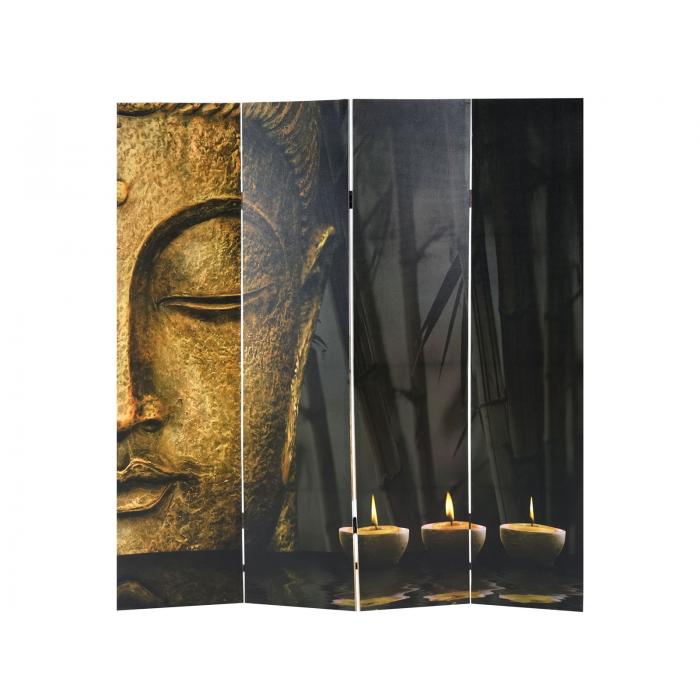 Foto-Paravent Buddha, Paravent Raumteiler Trennwand ~ 180x160 cm