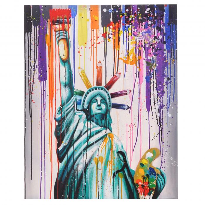 lgemlde Freiheitsstatue, 100% handgemaltes Wandbild 3D-Bild Gemlde XL, 100x80cm