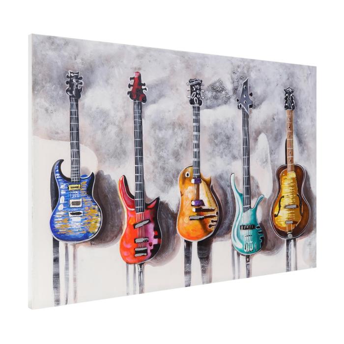 lgemlde Gitarren, 100% handgemaltes Wandbild 3D-Bild Gemlde XL, 120x80cm