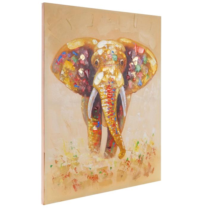 lgemlde Elefant, 100% handgemaltes Wandbild Gemlde XL, 100x80cm