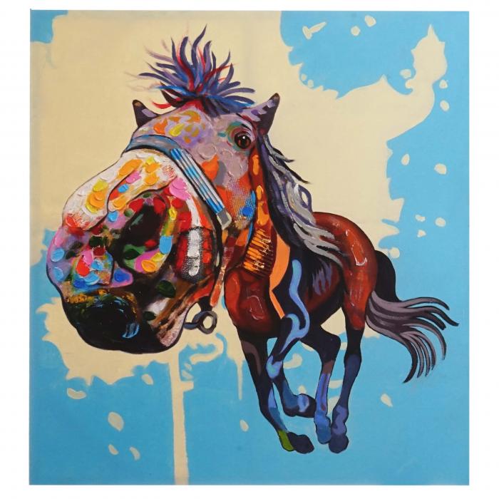 lgemlde Pferd, 100% handgemaltes Wandbild 3D-Bild Gemlde XL, 100x90cm