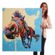 lgemlde Pferd, 100% handgemaltes Wandbild 3D-Bild Gemlde XL, 100x90cm