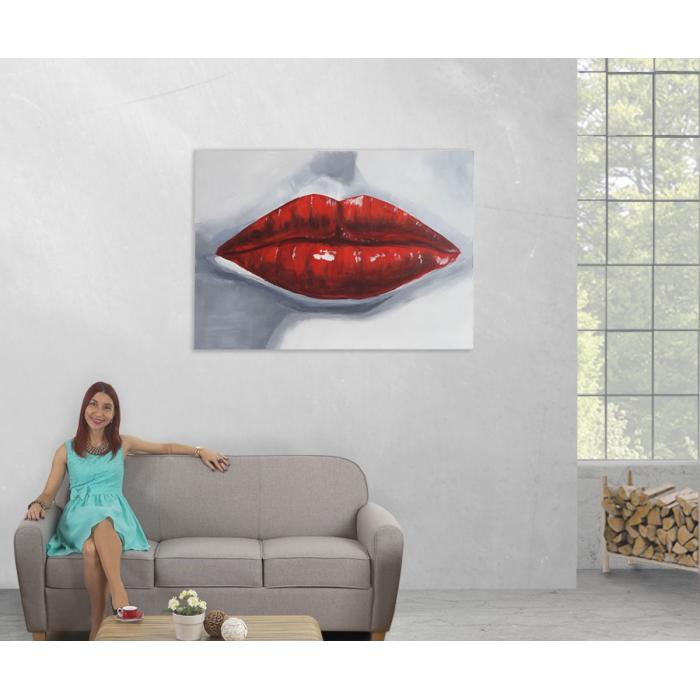 lgemlde Lippen, 100% handgemaltes Wandbild Gemlde XL, 120x85cm