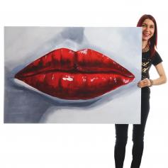 lgemlde Lippen, 100% handgemaltes Wandbild Gemlde XL, 120x85cm