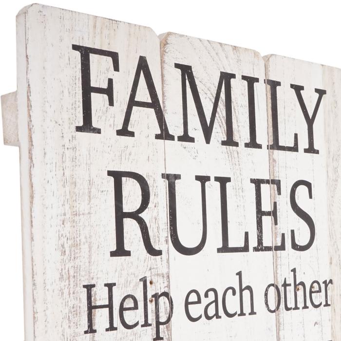 Wandschild Family Rules, Holzschild Dekoschild, Shabby-Look Vintage 76x31cm
