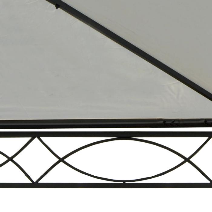 Pergola Cadiz, Pavillon, stabiles 7cm-Gestell 5x3m ~ creme mit Seitenwand + Moskitonetz
