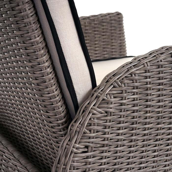 Luxus Poly-Rattan-Garnitur Badalona, Premium Lounge Set Alu-Sitzgruppe Tisch + 6 verstellbare Sthle ~ grau