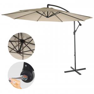Ampelschirm Acerra, Sonnenschirm Sonnenschutz,  3m neigbar, Polyester/Stahl 11kg ~ creme ohne Stnder