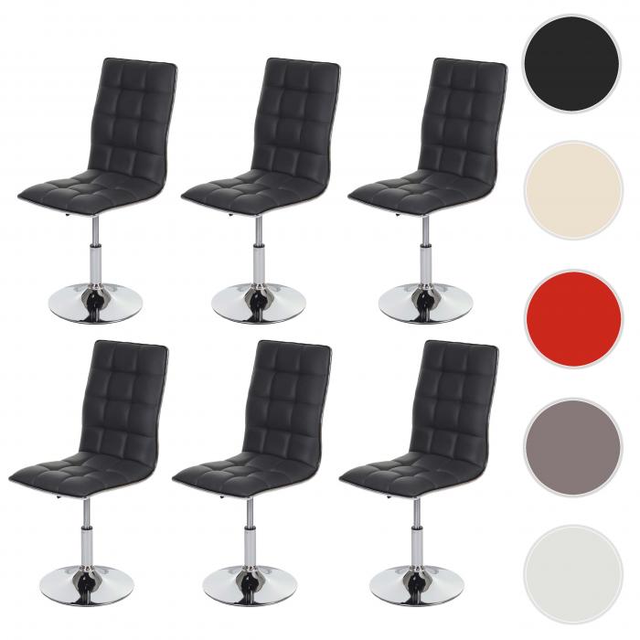 6er-Set Esszimmerstuhl HWC-C41, Stuhl Kchenstuhl, hhenverstellbar drehbar, Kunstleder ~ grau