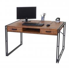 Schreibtisch HWC-A27, Brotisch Computertisch, 122x70cm 3D-Struktur ~ Wildeiche-Optik