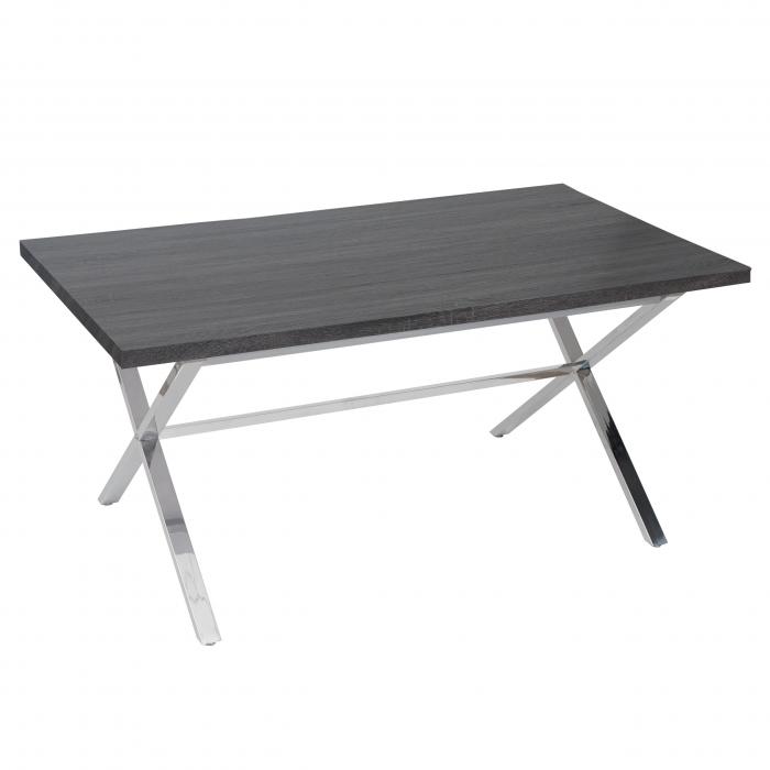 Esszimmertisch Fano, Tisch Esstisch, Edelstahl 3D-Struktur 160x90cm ~ Dunkle Eiche-Optik