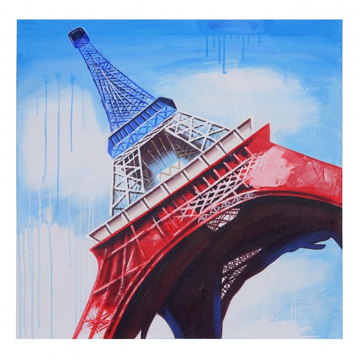 lgemlde Eiffelturm Tricolore, 100% handgemaltes Wandbild Gemlde XL, 100x100cm
