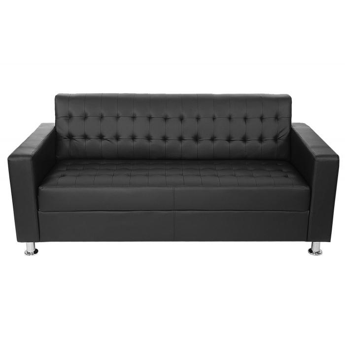 3er Sofa Kunda, Couch Loungesofa, Kunstleder, Metall-Fe 180cm ~ schwarz