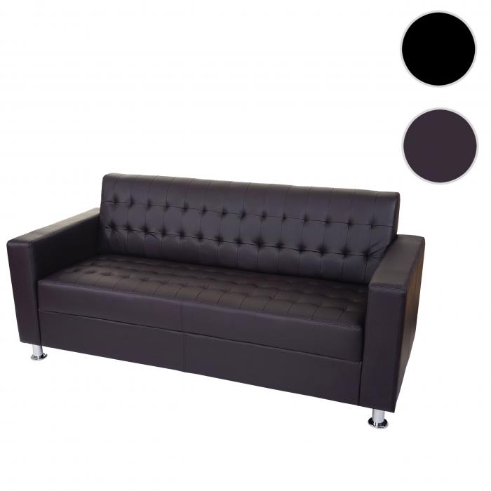 3er Sofa Kunda, Couch Loungesofa, Kunstleder, Metall-Fe 180cm ~ coffee