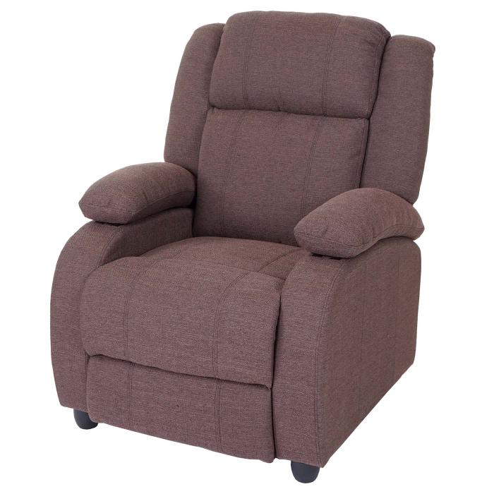 Fernsehsessel Lincoln, Relaxsessel Liege Sessel, Stoff/Textil ~ mahagony