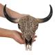 Deko Schdel 31cm HWC-C15, Polyresin Stier Bulle Longhorn Kopf Trophe mit Tribal, In-/Outdoor