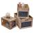 3er Set Holzkiste HWC-E11, Aufbewahrungsbox mit Tafel, Shabby-Look ~ naturbraun