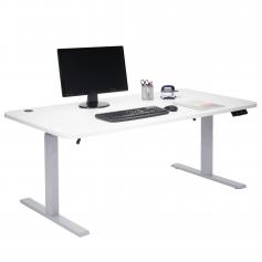 Schreibtisch HWC-D40, Computertisch, elektrisch hhenverstellbar 160x80cm 53kg ~ wei, grau
