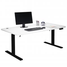 Schreibtisch HWC-D40, Computertisch, elektrisch hhenverstellbar 160x80cm 53kg ~ wei, schwarz