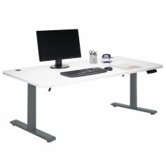 Schreibtisch HWC-D40, Computertisch, elektrisch hhenverstellbar 160x80cm 53kg ~ wei, anthrazit-grau