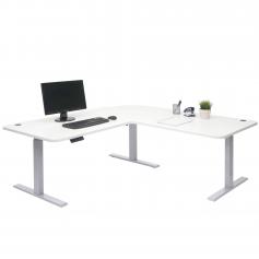 Eck-Schreibtisch HWC-D40, Computertisch, elektrisch hhenverstellbar 178x178cm 84kg ~ wei, grau