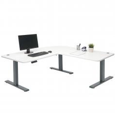 Eck-Schreibtisch HWC-D40, Computertisch, elektrisch hhenverstellbar 178x178cm 84kg ~ wei, anthrazit-grau