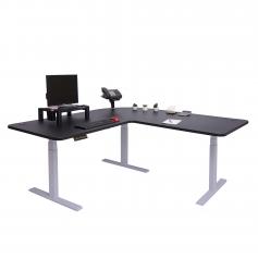 Eck-Schreibtisch HWC-D40, Computertisch, elektrisch hhenverstellbar 178x178cm 84kg ~ schwarz, grau