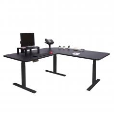 Eck-Schreibtisch HWC-D40, Computertisch, elektrisch hhenverstellbar 178x178cm 84kg ~ schwarz, schwarz