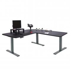 Eck-Schreibtisch HWC-D40, Computertisch, elektrisch hhenverstellbar 178x178cm 84kg ~ schwarz, anthrazit-grau
