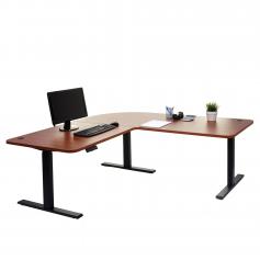 Eck-Schreibtisch HWC-D40, Computertisch, elektrisch hhenverstellbar 178x178cm 84kg ~ natur, schwarz