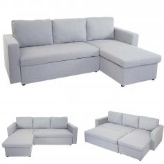 Defekte Ware (Halterungen falsch, SK 5) | Schlafsofa HWC-D92, Couch, 220x152cm Stoff/Textil ~ hellgrau, ohne Deko-Kissen