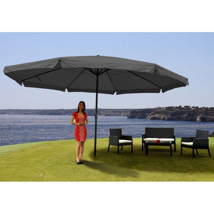 Sonnenschirm Meran Pro, Gastronomie Marktschirm mit Volant  5m Polyester/Alu 28kg ~ terracotta mit Stnder