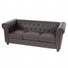 Luxus 3er Sofa Loungesofa Couch Chesterfield Kunstleder 195cm ~ runde Fe, braun