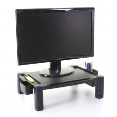 Monitorerhhung HWC-E61, Monitorstnder Schreibtischaufsatz Bildschirmerhhung, Kunststoff 13x43x33cm