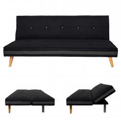 3er-Sofa Herstal, Couch Schlafsofa Gstebett Bettsofa 177cm ~ Textil, schwarz